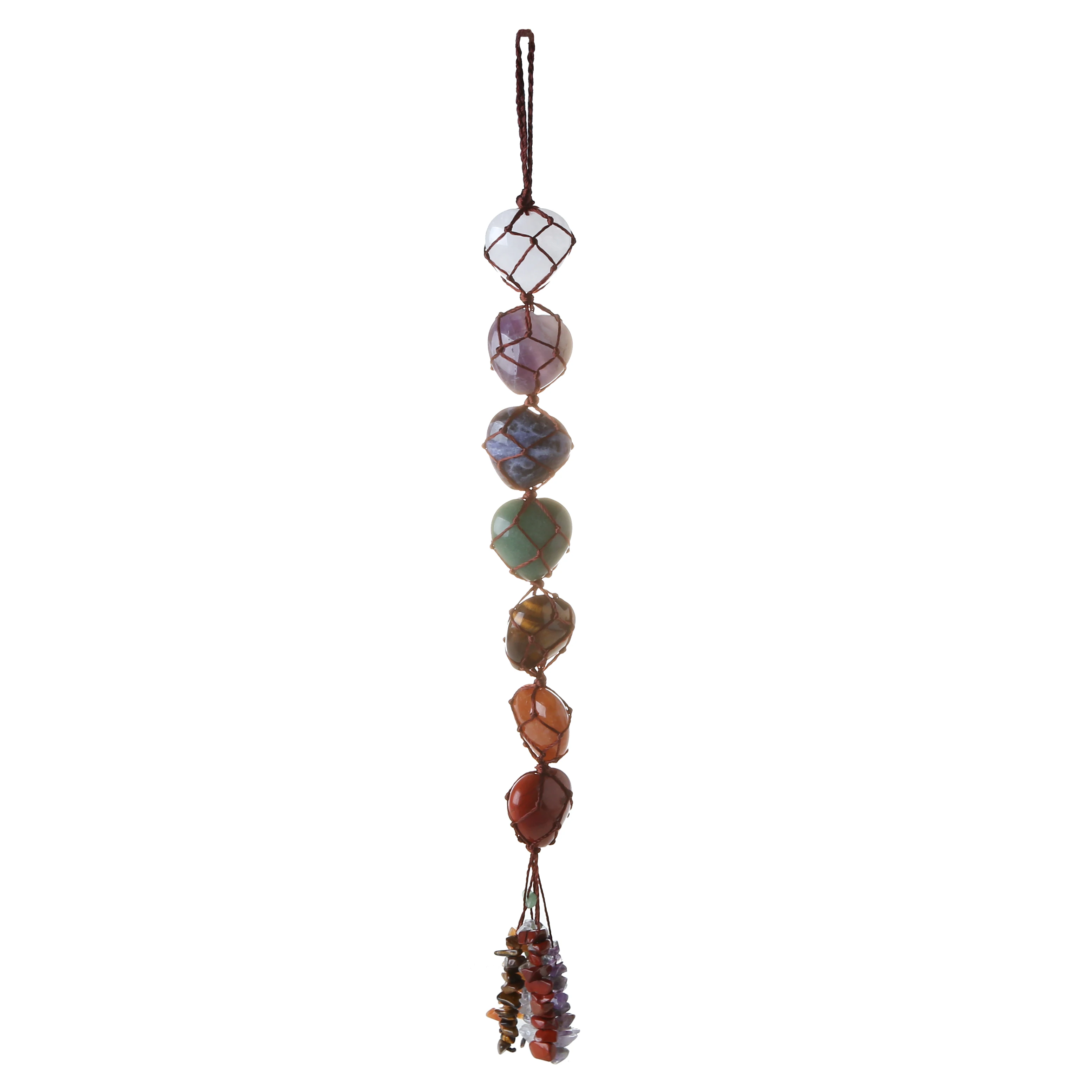 

Feng Shui Chakra Stones Set 7 Chakras Healing Crystals Wall Hanger Tumbled Gemstones Tassel Hanging Ornament Window Ornament