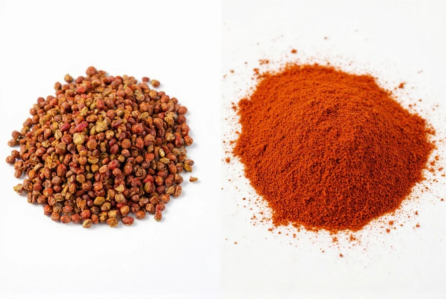 Two spice jars labeled red pepper flakes and red chili flakes