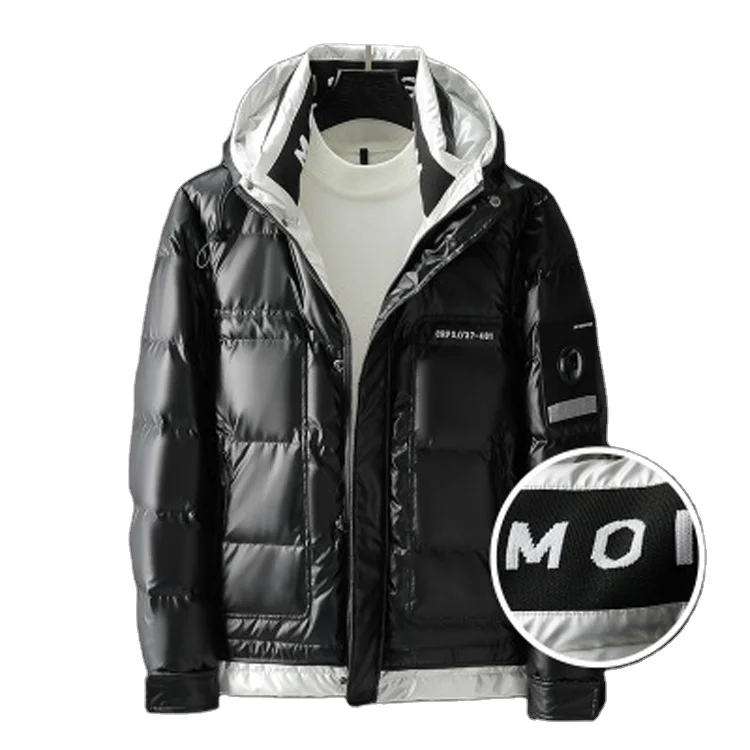 

2021 New Design Luxury Plus Size High Quality Leather Zipper White Duck Jacket Men Down Coat, Blue, black, red