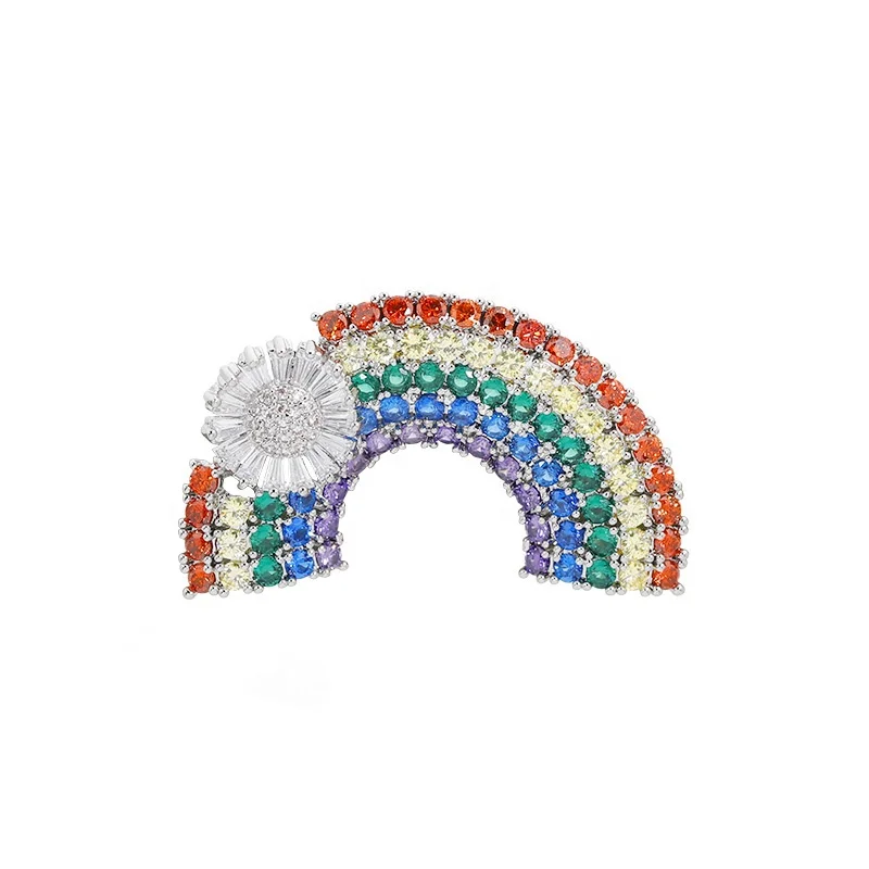 Wholesale fashion mini rainbow brooches women exquisite diamond-inlaid dress high-end brooch pin