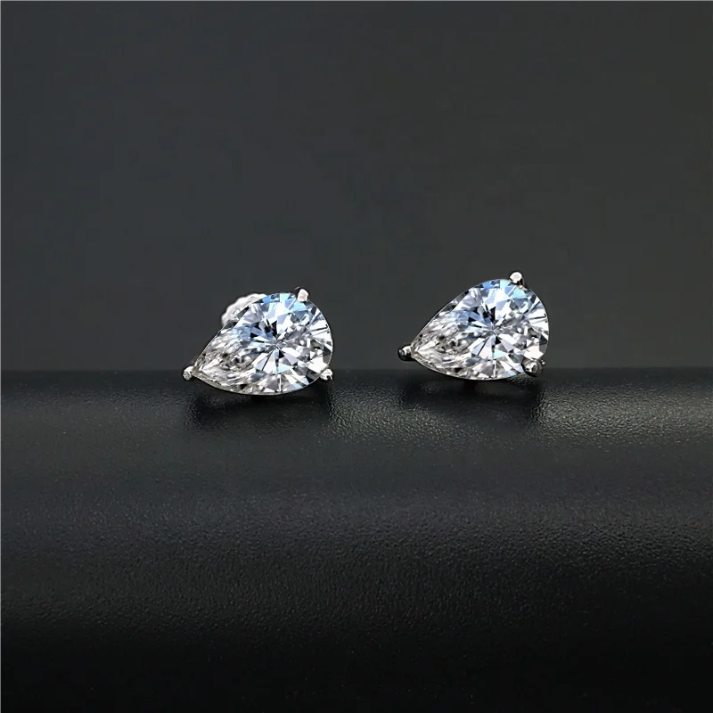 

DEF Color Lab Diamonds Created VVS Clarity Women Stud Pear Moissanite Earrings