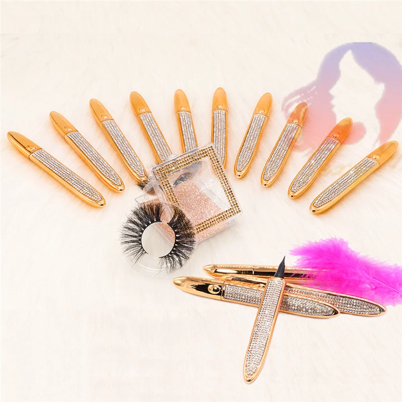 

Sample wholesale diamond eye liner glue pen lash glue pen packaging bags for eyelash glue pens