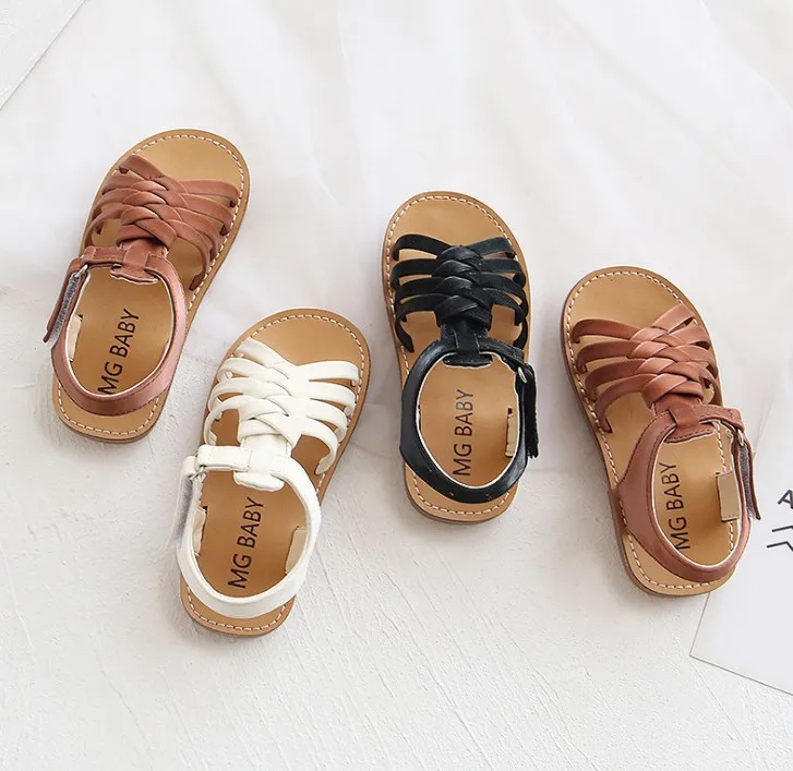 

Summer new children's sandals boys' sandals hollowed out girls' beach shoes non slip cow tendon soft sole children's shoes, Brown,white,black