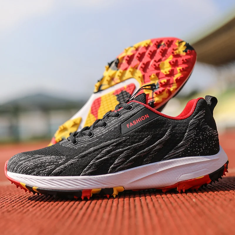 

China Factory Custom New arrival Mesh cricket men tracking spikes shoes mens sport shoes for running, Black,white,blue