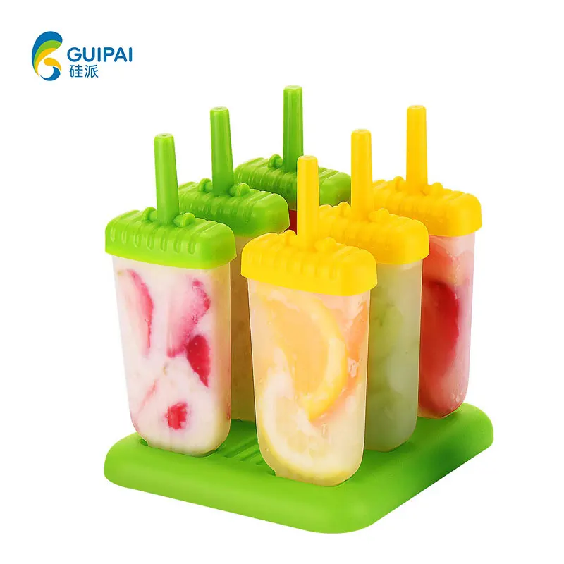 

6-piece Repeat Use Plastic Ice Pop Mold Set,Plastic Popsicle Molds Set of 6, Green,pink