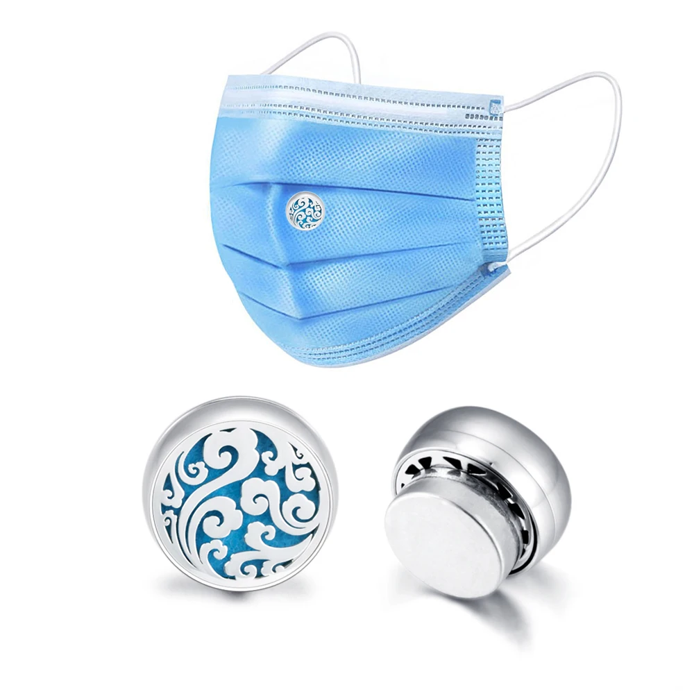 

Essential Oil Diffuser Lockets for Magnetic Clip Aromatherapy Locket Air Freshener Stainless Steel Buckle on Face Covering