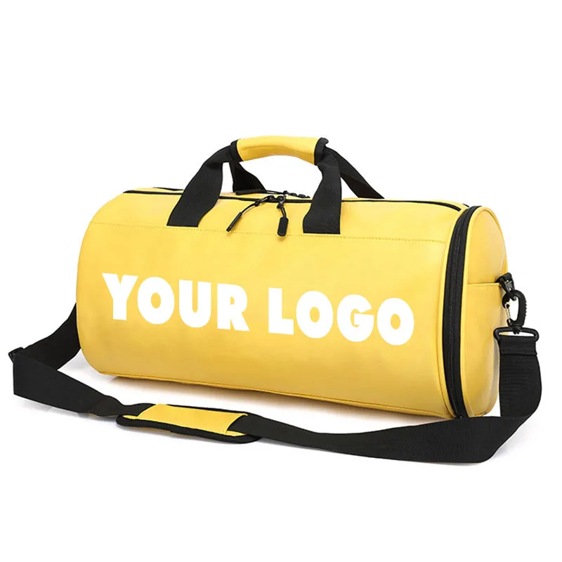 

Fashion PU leather sport bags dry wet separation pocket waterproof large travel duffel gym bag with shoe bag, Customized color