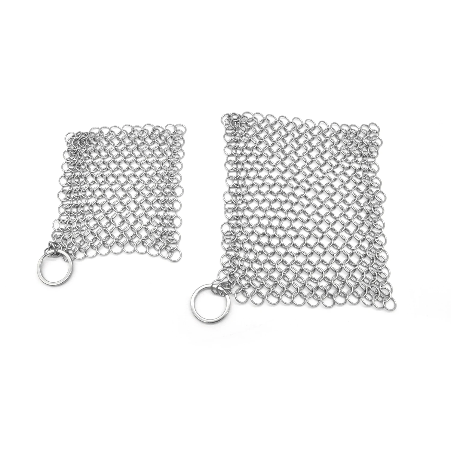 

10x10cm Stainless Steel Chainmail Ring Scrubber Cast Iron Skillet Pot Cleaner, Silver