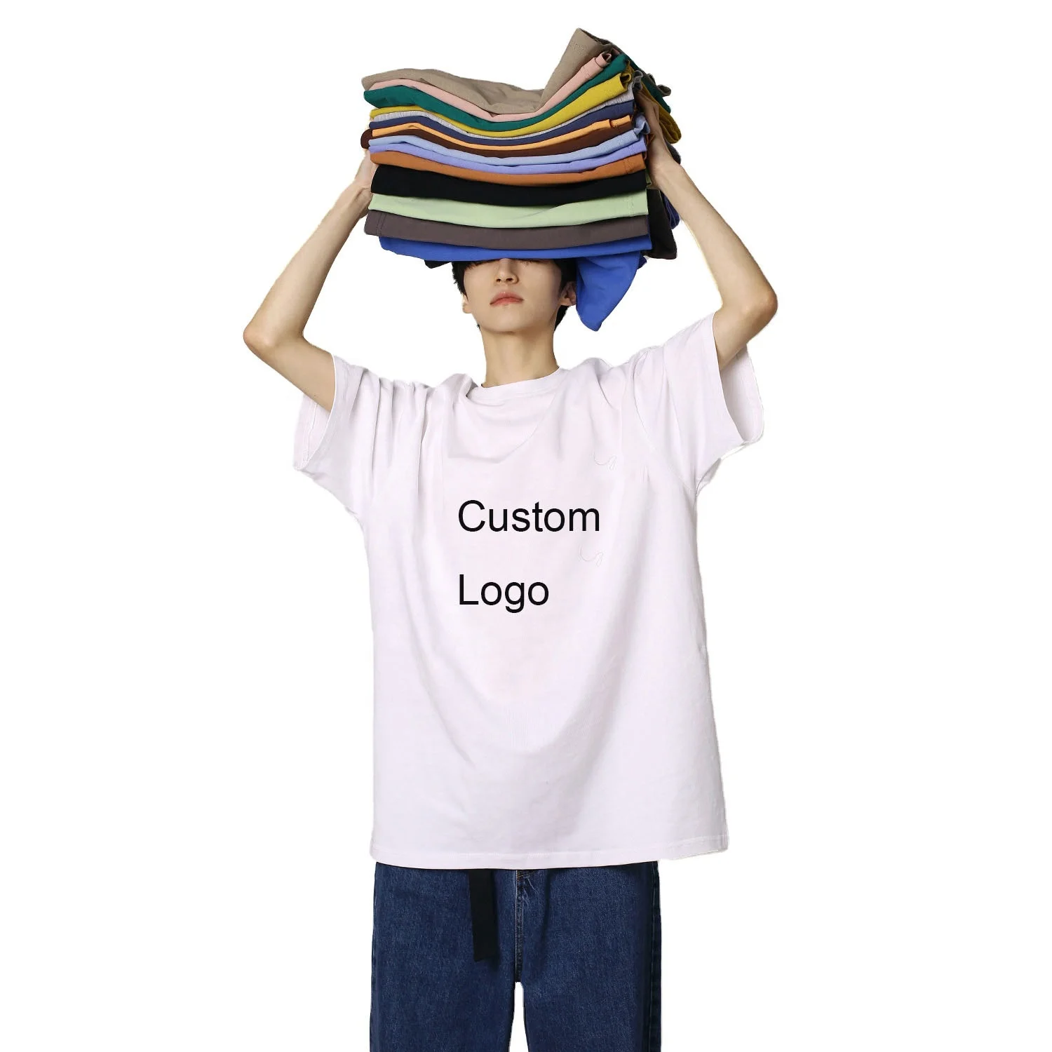 

Wholesale Custom Logo Printed 100% Cotton Mens Oversized Tshirt Women Blank Tshirts, Black white army green purple yellow