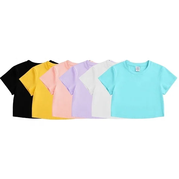 

Wholesale cheap blank girls slim fit tee shirt cotton spandex plain cropped t shirts crop tops t-shirts women