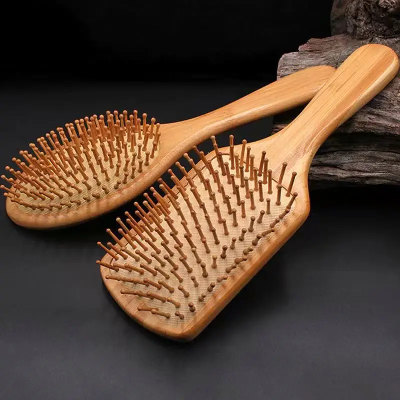 

Wooden Comb With Case Brush Set Person Hair Wood Back Two Sided Fsc Hand Mirror Pad Massage Curved Tail Large Tooth Sandal