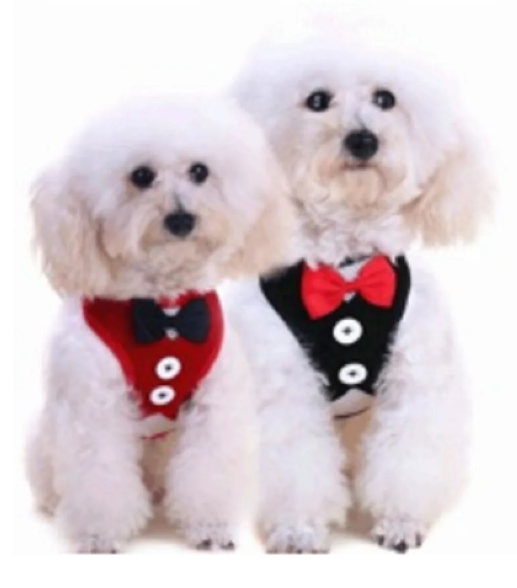 

Adjustable bow evening dress collar pet chest chest and back traction rope