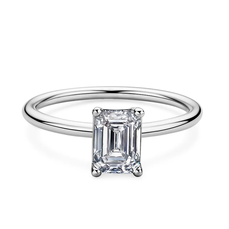 

Classic 1.0ct Brilliant 5*7MM Emerald Cut Moissanite 925 Sterling Silver Engagement Four Prongs Solitaire Ring