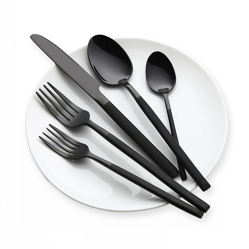

Wholesale spot matte gold black forks and spoons 18/8 stainless steel cutlery flatware set, Sliver/black/gold/rose gold