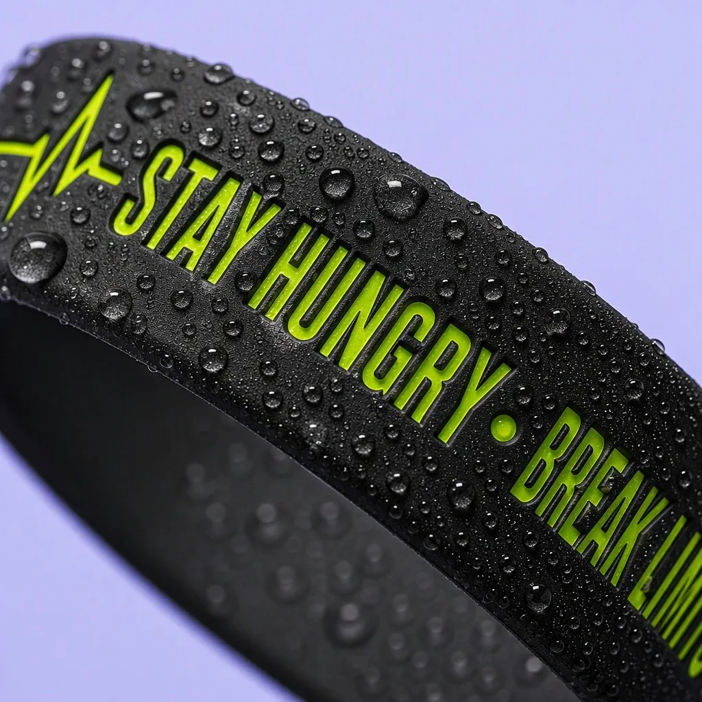 Water droplets beading on hydrophobic waterproof silicone wristband