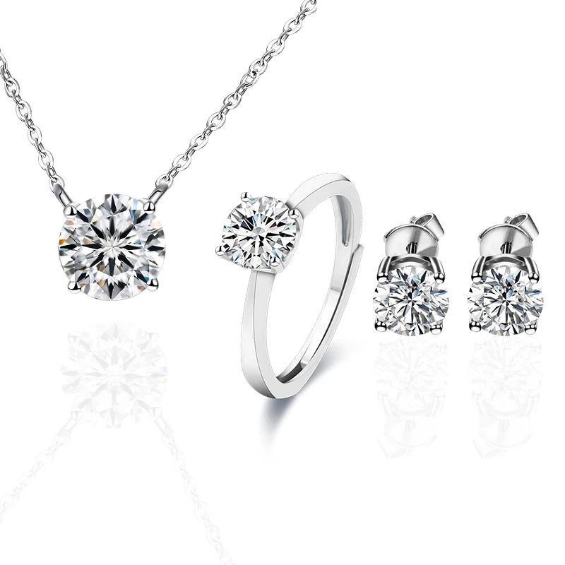 

Starsgem 2021 925 sterling silver gold plated 1ct moissanite fashion jewelry set for gift