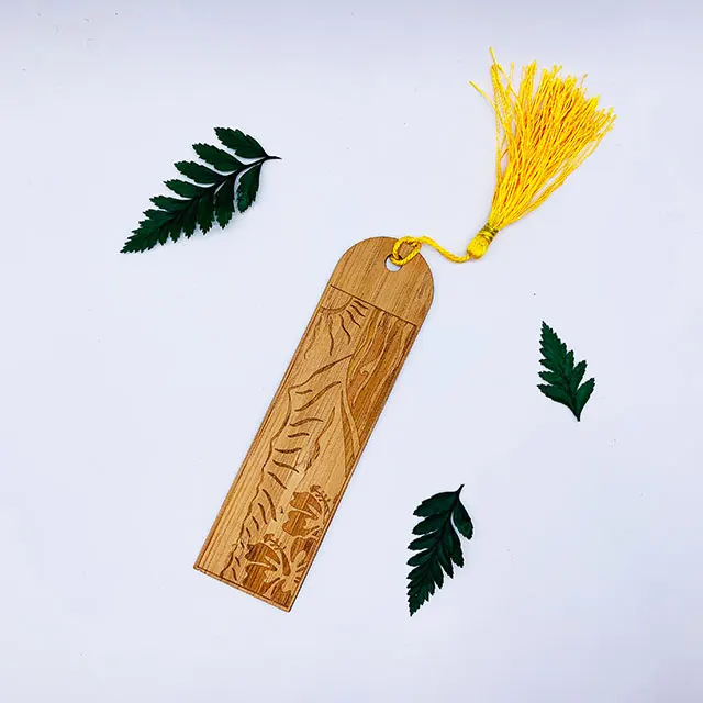 Brown - Kerala Handpainted Bamboo Bookmark main image 1
