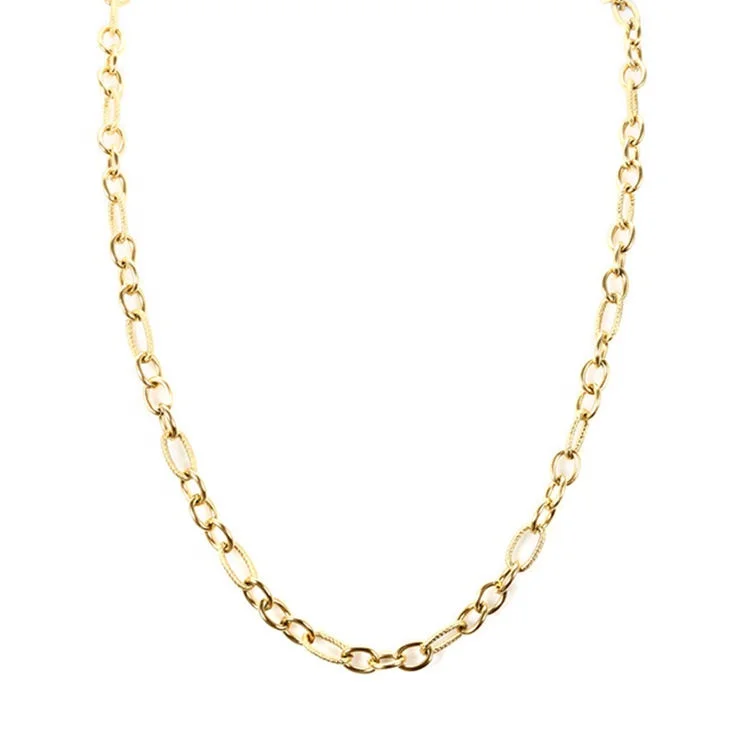 

Minimalist Design Women Gold Necklace Chain Oval Shape 18k Gold Plated Stainless Steel Link Chain, Gold color