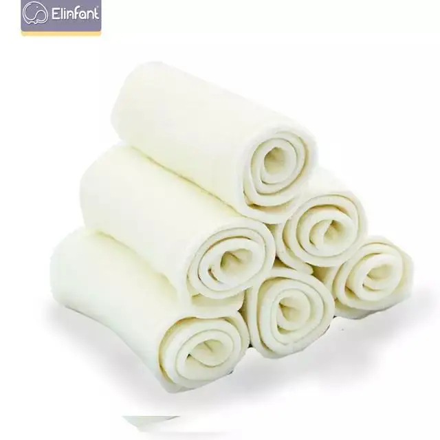 

Elinfant Washable 4 Layers Bamboo Terry Cloth Insert Dry Fast Baby Bamboo Fiber Cloth Insert, White