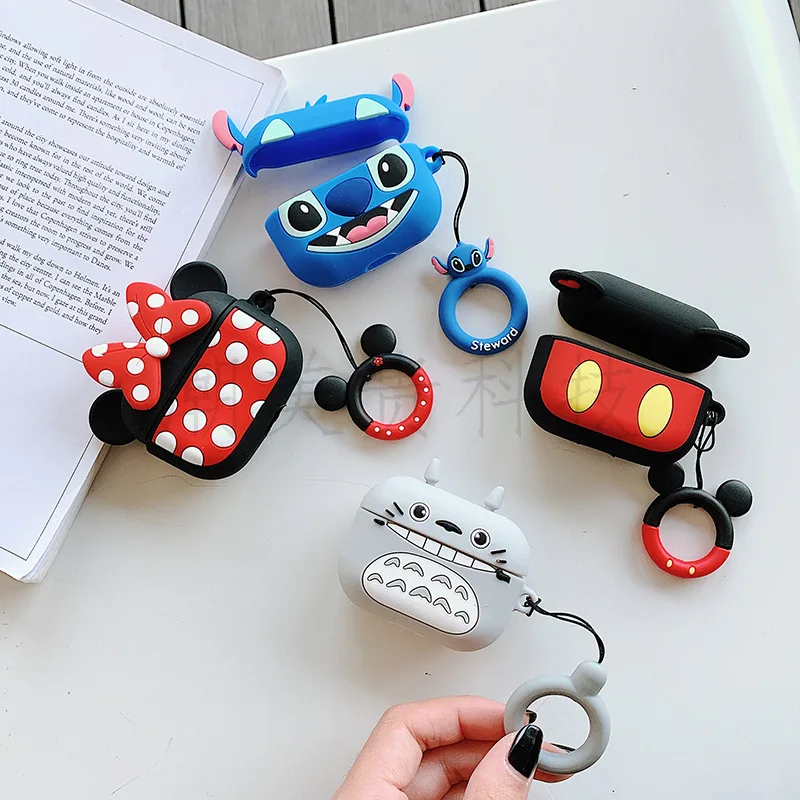 

3D Cartoon Mickey Minnie Stitch Totoro cute Cases For Airpods Pro Wireless Earphone Cover, Colorful