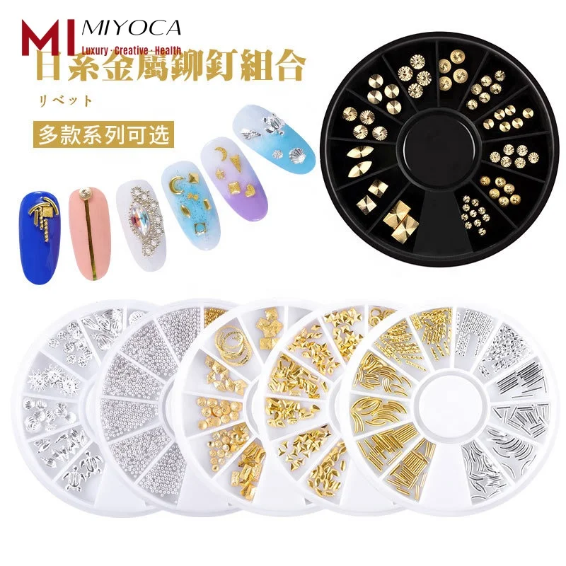 

MIYOCA 2021 New Pallet Coil Wire Nail 3D Wholesale Nail Supply Flat Back Metal Studs Nail Art Jewelry Decoration Ongles