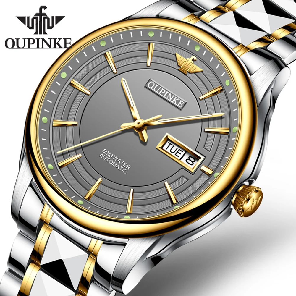 

Oupinke 3170 OEM Tourbillon Watch Luxury Skeleton Wristwatches Double Display Custom Logo Men's Automatic Mechanical Watches