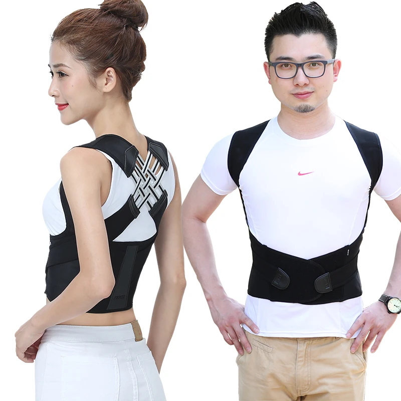

Customized unisex back posture corrector brace support adjustable upper back brace, Black
