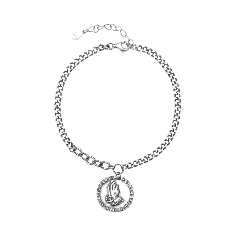 

Custom Charm Simple Lady 999 Sterling Silver Jewelry Engraved Bracelet