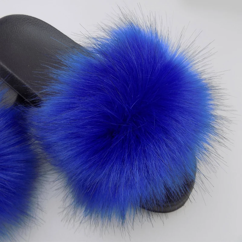 

Economical faux fox fur slipper women china cheap slides indoor room sandals