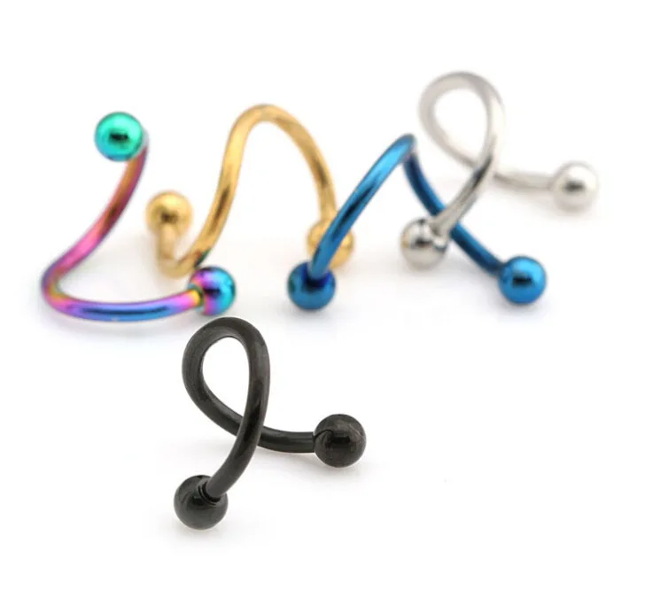Stylish S Curved Colored Surgical Steel Nose Ring