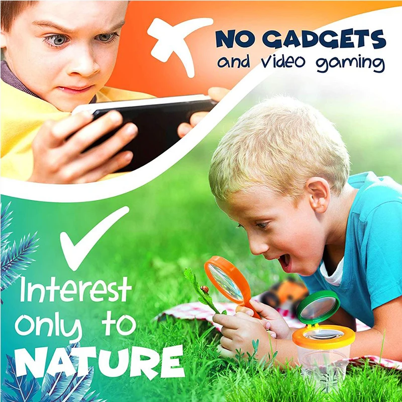 Kids Explorer Kit - 10Pieces Kids Outdoor Kit - Kids Camping Set Adventure Kit for Girls and Boys - Outdoor Educational Toys