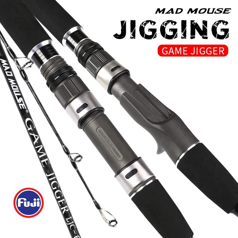

MADMOUSE GAME JIGGER-602 Jigging Rod 1.8m Jig 60-200g 20kg Power PE2-4 Ocean Spinning Casting Rod Saltwater Rods, Black