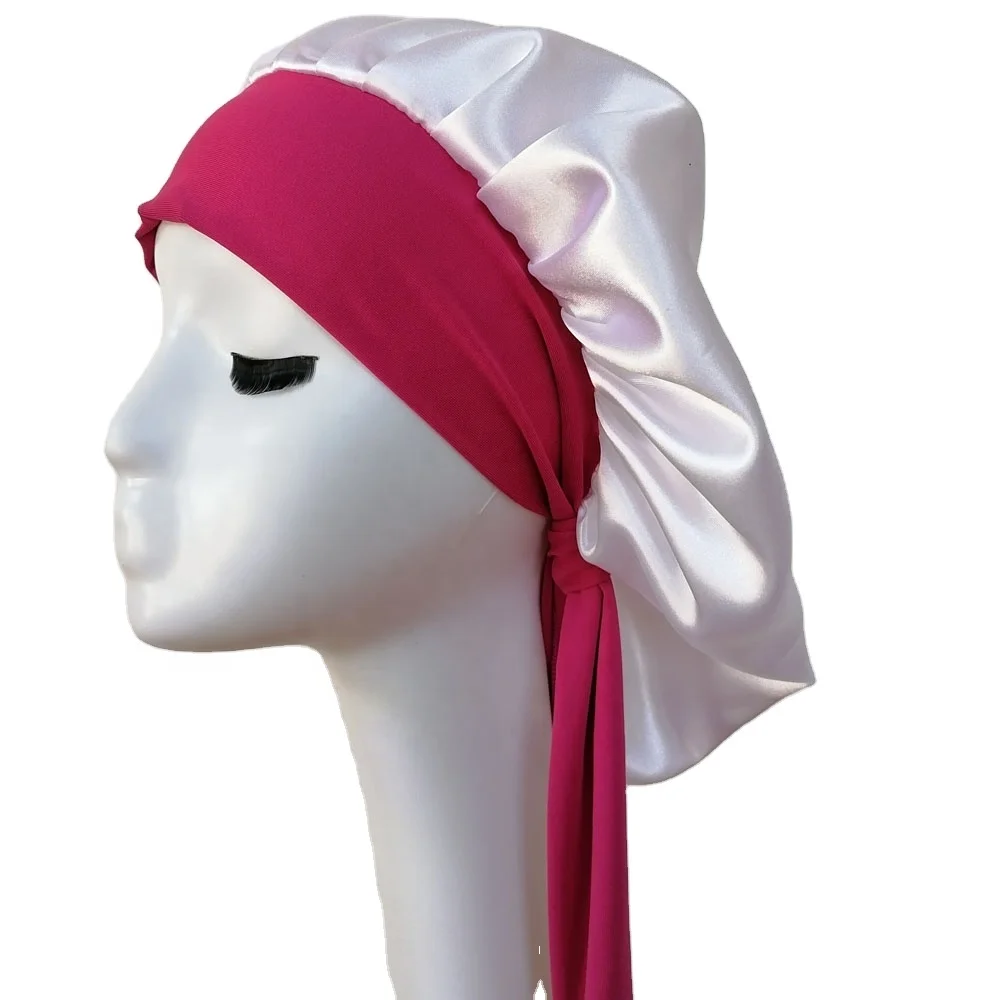 

Super Stretchy Silk Soft Satin Tie Headband For Women Curly Braid Hairs Headwrap Bonnet, Customized