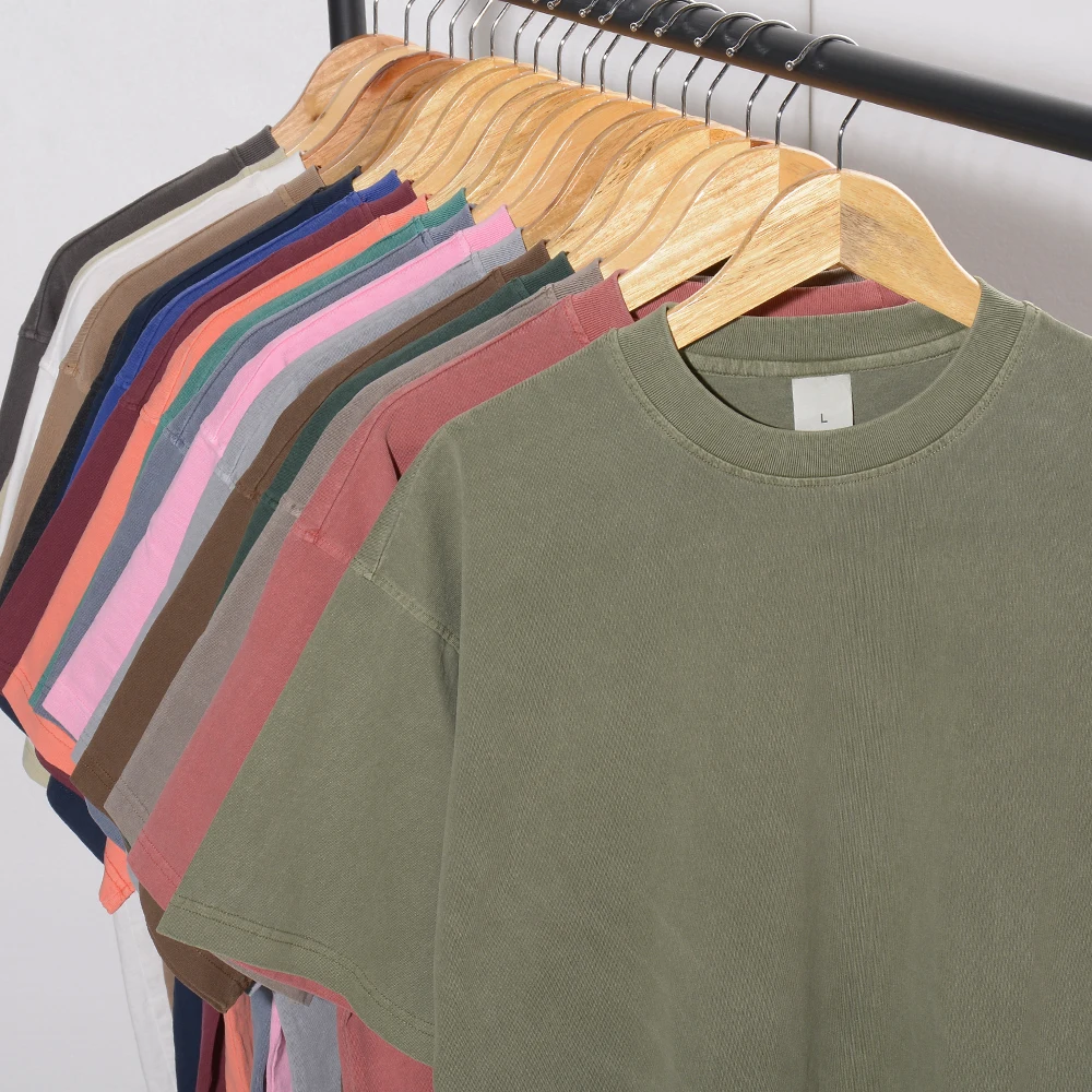 Gelan Wholesale Printing Blank Acid Wash Blank Tshirt Vintage Style Heavyweight Cotton Oversize Men Vintage t Shirt