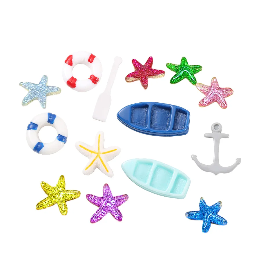 

hot sale wholesale small miniature model sea boat starfish design flat back resin cabochon