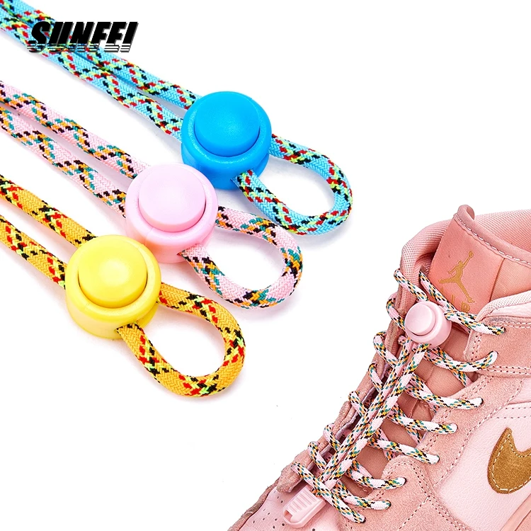 

Hiking Round Polyester Laces lock Custom Non-slip no tie Shoelace quick release lacing system No-tie Round Shoe laces