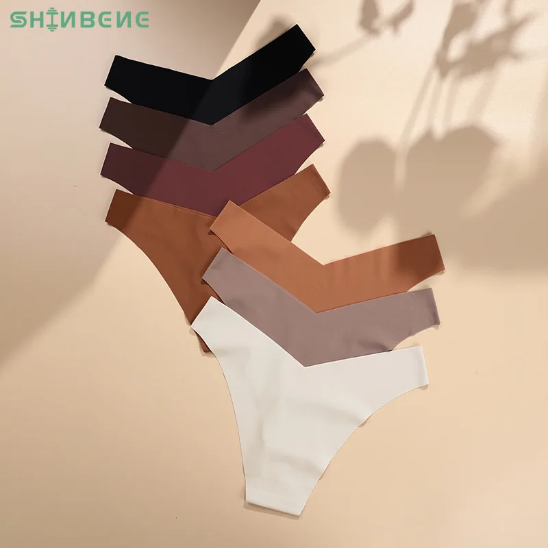 

SHINBENE Women V Waist Ice Silk Underwear Thong 1 buyer Sexy Invisible Seamless Thin Band Yoga Thong