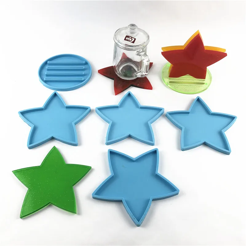 

2062 5104 stars coaster mold and coaster stand mold set