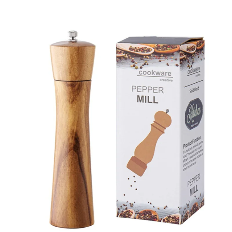 

Handmade Manual Wood Spice Salt Shaker Premium Wooden Salt/Pepper Grinder Wooden Pepper Mill, Natural