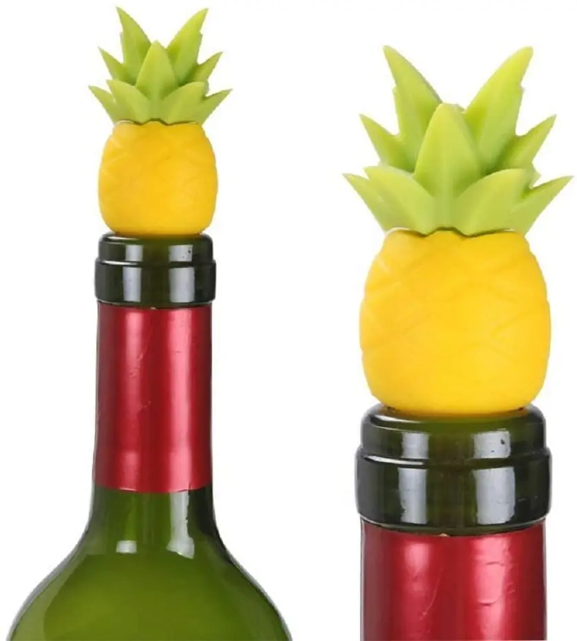 

Pineapple Wine Bottle Stoppers Funny Silicone Reusable Unbreakable Sealer Covers Wine and Beer Bottle Stopper leak proof, Customized color