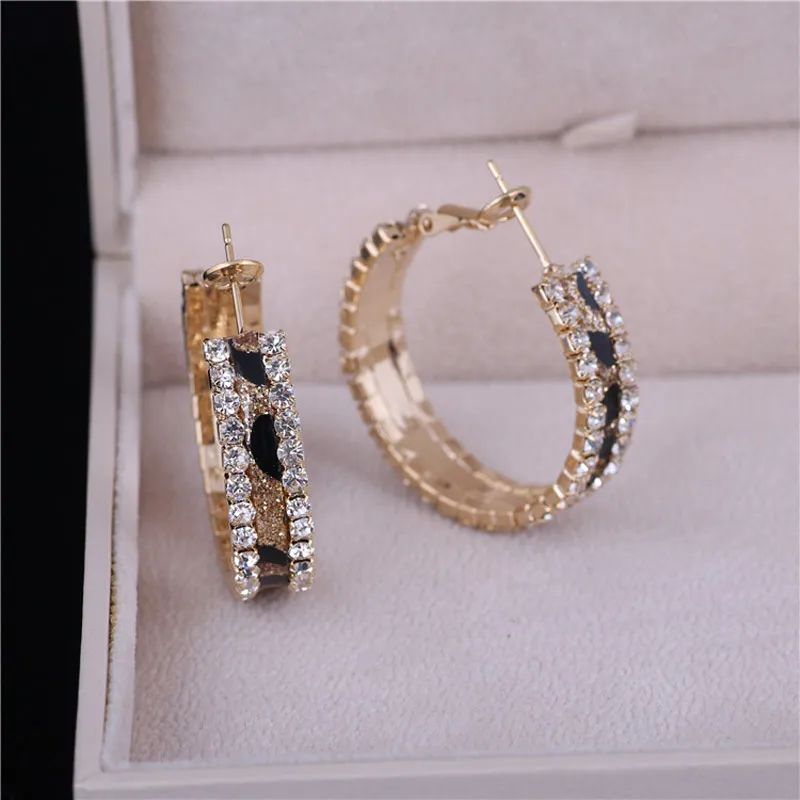 

European and American fashion high quality custom zirconia hoop earring women earrings jewelry, Gold color