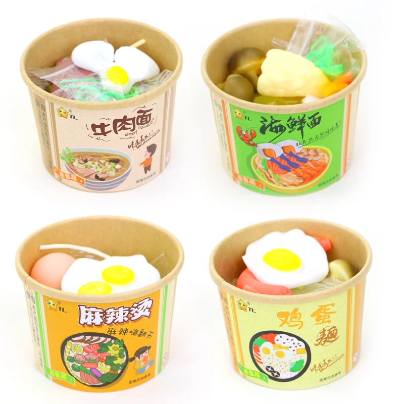 Tpr Toy Food Instant Noodles In 12cm Bowl Chicken Leg Wing Foot Egg