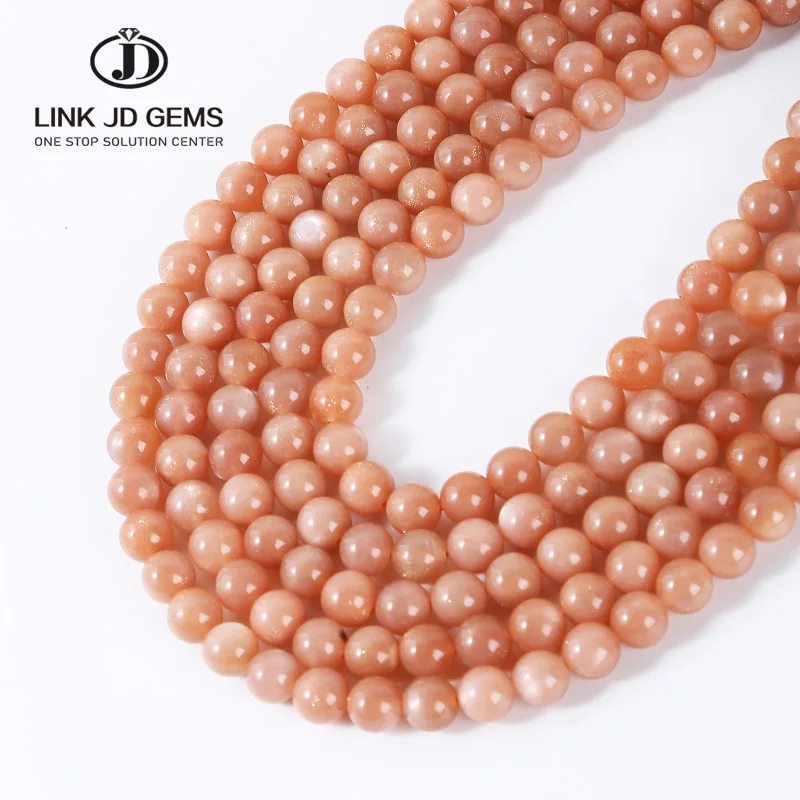 

JD Hot Selling 2/3/4/6/8/10/12/14mm 7A Natural Orange Moonstone Loose Gemstones Round Beads For Jewelry Making