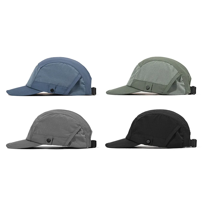 5 Panel OEM Low MOQ Instock Outdoor Custom Camping Breathable Running Quick Drying Sport Hat Ripstop Flat Brim Cap