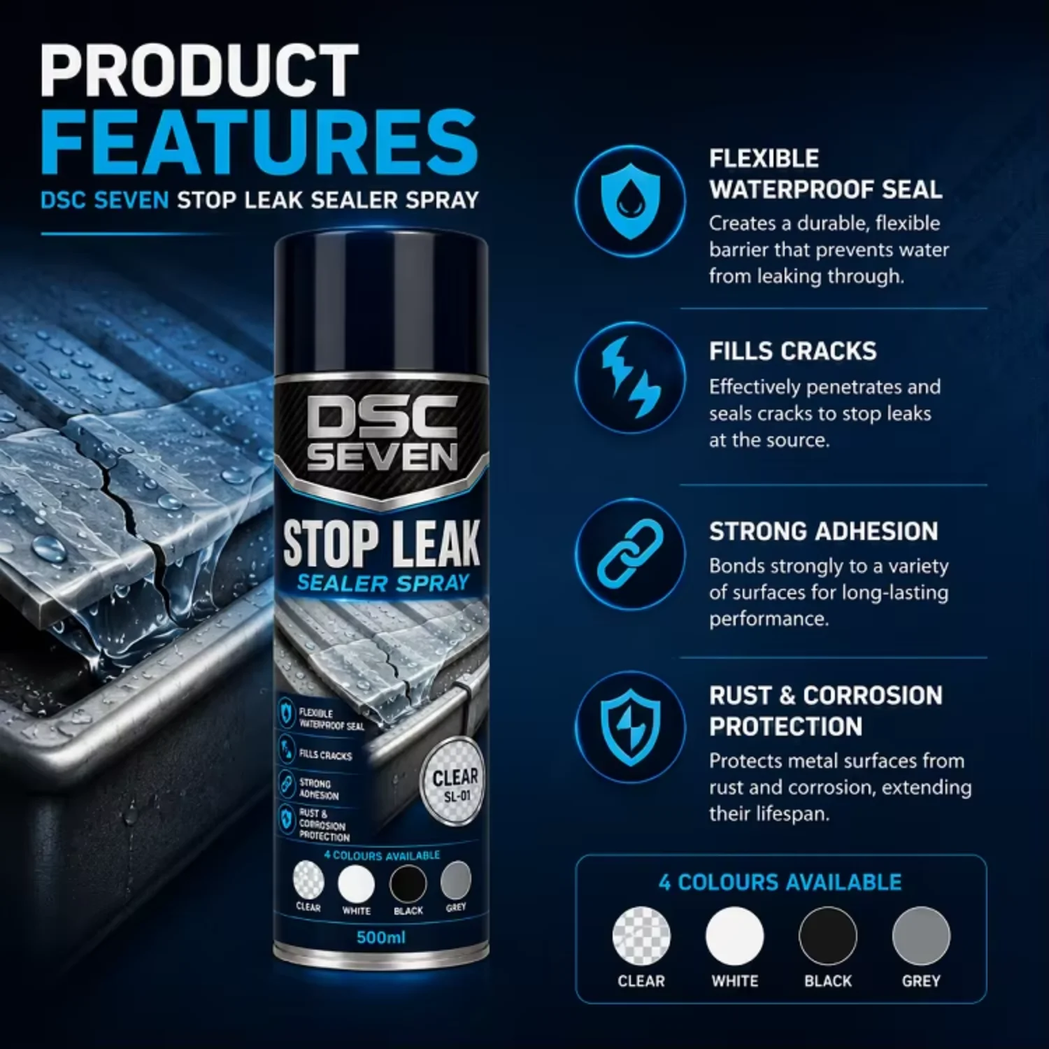 Elastic Waterproof Sealant Spray Stop Leak Rubber Coating for Metal Gutter & Drain Pipe