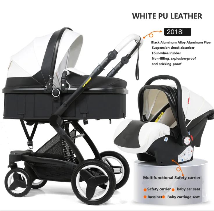 Luxury Baby Stroller 3 in 1 With Car Seat High Landscape Pram For Newborns Travel System Baby Trolley Walker Foldable Carriage