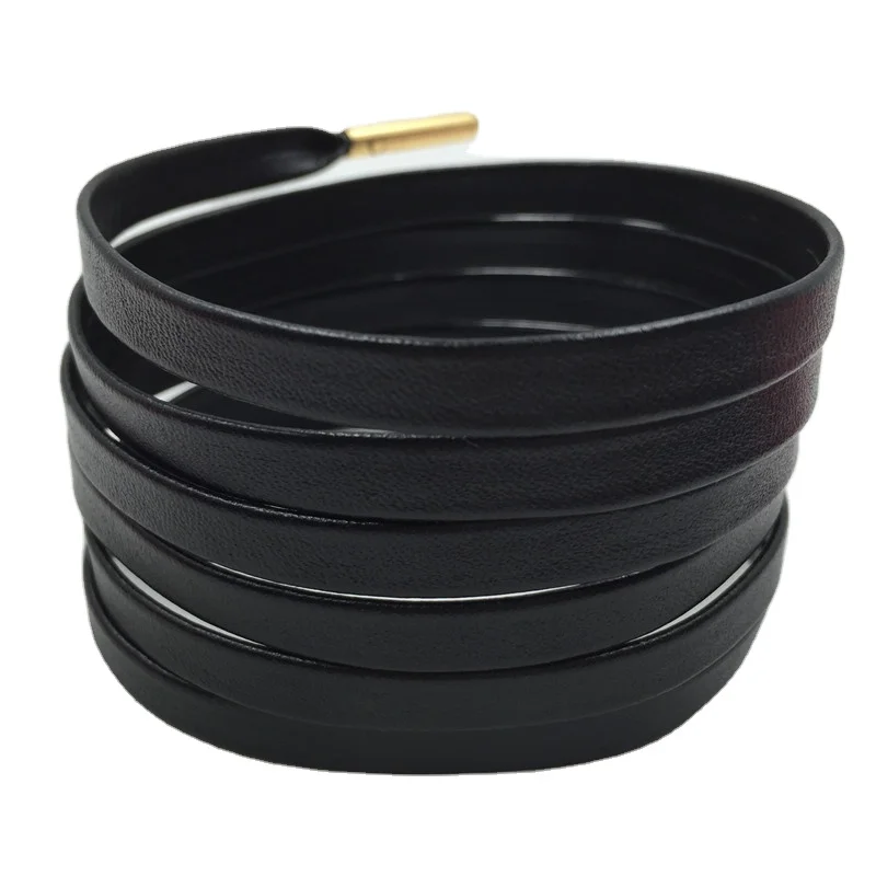 

Xuansi factory flat high quality Sheepskin Leather boots laces with metal aglets match for sneakers leather shoes custom laces