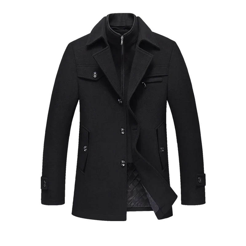 

New Arrival OEM Long Woolen Winter Sweater Coat Mens windbreaker Trench Coat Men long coats mens, Picture shows