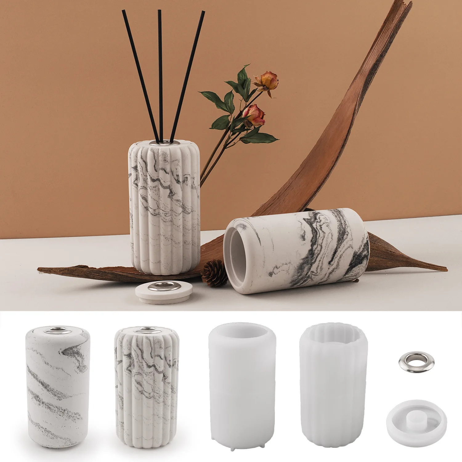 DM1068 Flower Pot Silicone Molds Storage Box Pot Molds Concrete Aroma Bottle Silicone Mold for Home Desk Decoration
