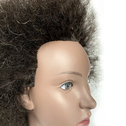 
100% Human Hair Black Africa Cosmetology Hairdresser Mannequins Training Head Dummy Practice With Hair 